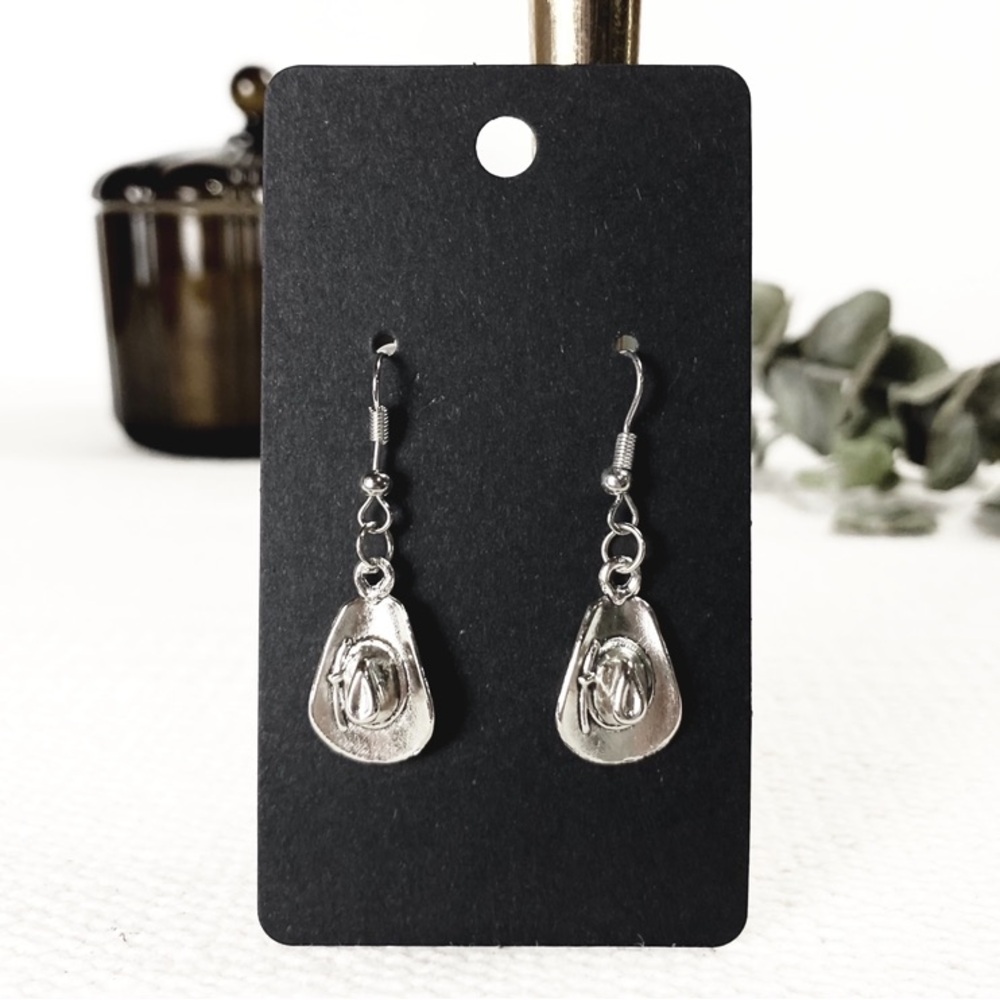 NEW Western Cowboy Hat dangle Earrings Silver color Boutique